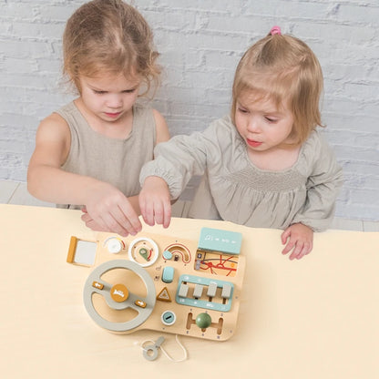 Montessori Toys Baby Wooden Car Steering Wheel  Activity Busy Board Baby Wooden Busy Board Early Education Learning Sensory Toys