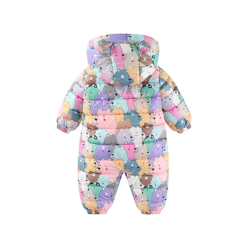 IYEAL Winter Warm Rompers Cartoon Hooded Baby Boys Girls Outerwear Infant  Jumpsuit Kids Down Cotton Overalls Snowsuits