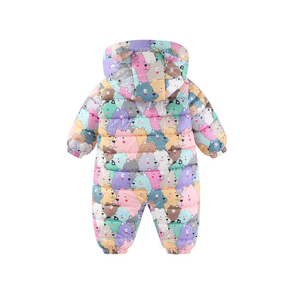 IYEAL Winter Warm Rompers Cartoon Hooded Baby Boys Girls Outerwear Infant  Jumpsuit Kids Down Cotton Overalls Snowsuits