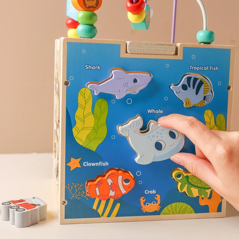 Wooden Montessori Toys Baby Maze Circles Around Beads Abacus Shape Pairing Puzzle Early Learning Educational Blocks Toy Kid Gift