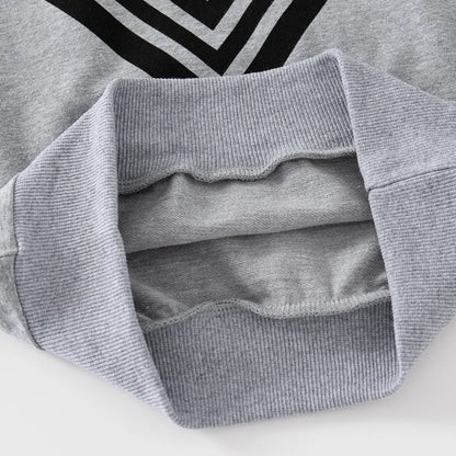 IYEAL Autumn 2023 New Boys' V-shaped Pattern Long Sleeve Set Casual Navy blue Grey Round Neck Sweatshirt Two Piece Set