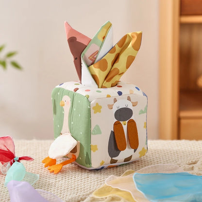 Montessori Toys Magic Cotton Animal Tissue Box Kids Finger Exercise Busy Board Toys Baby Educational Activity Sensory Game Gifts