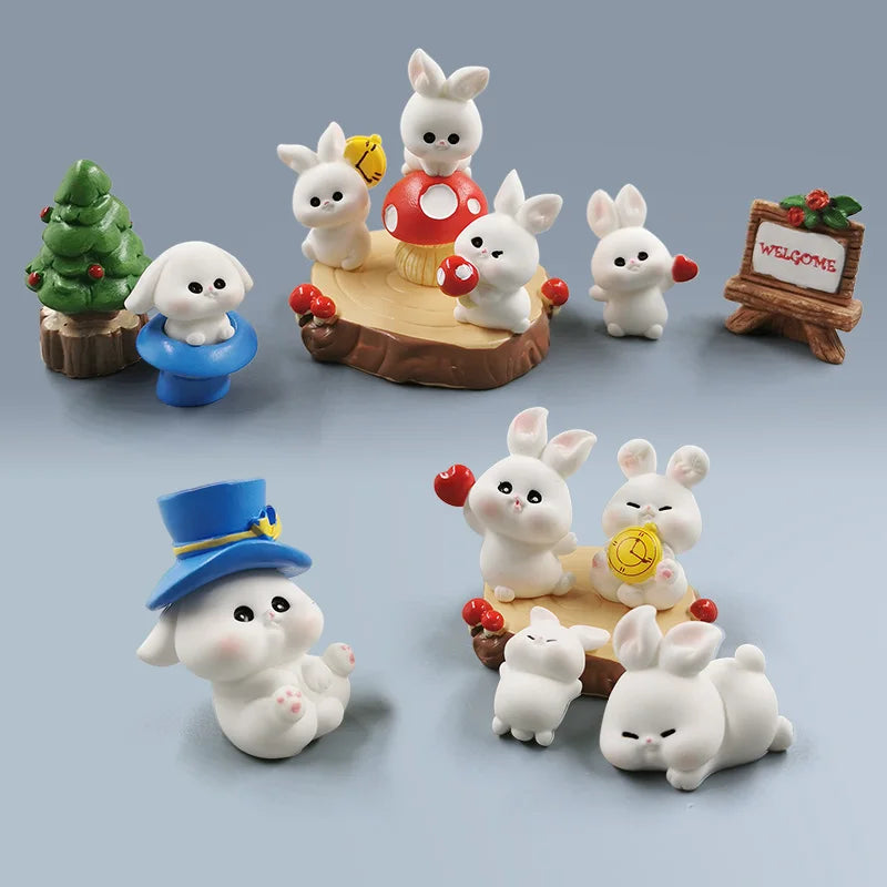 2024 Hot Easter Christmas Rabbit Figurine Landscape Home Kawaii Room Decor Miniature Fairy Garden Decoration Accessories Modern