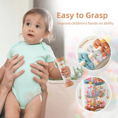 Rain Stick Rainbow Hourglass Rain Music Rattle Toys Kids Simulation Cylinder Immersive Rain Sounder Montessori Educational Gifts