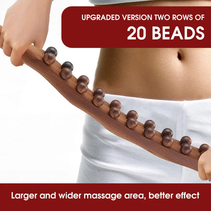 20 Beads Carbonized Beech Wood Massage Stick Press Relaxed Fit Whole Body Shape Dredging Meridians Scraping Acupressure