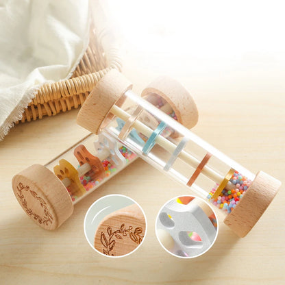 Rain Stick Rainbow Hourglass Rain Music Rattle Toys Kids Simulation Cylinder Immersive Rain Sounder Montessori Educational Gifts