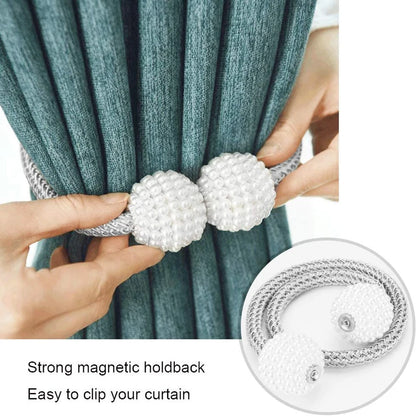 Magnetic Curtain Tiebacks with Pearls