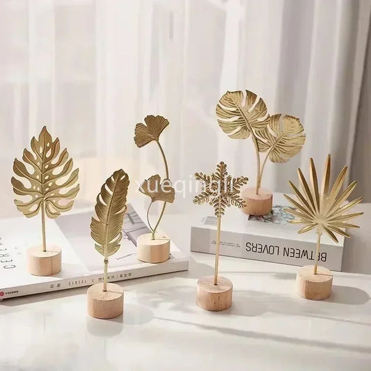 1pc Nordic Style Iron Art Ginkgo Leaf Decoration Creative Home Living Room Entrance and Wine Cabinet Light Luxury Metal Crafts