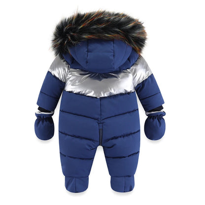 IYEAL Fur Hooded Warm Snowsuit Coat Plush Lining Romper Winter Toddler Girls Overalls Baby Boy Jumpsuit Newborn Baby Clothes