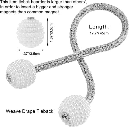 Magnetic Curtain Tiebacks with Pearls