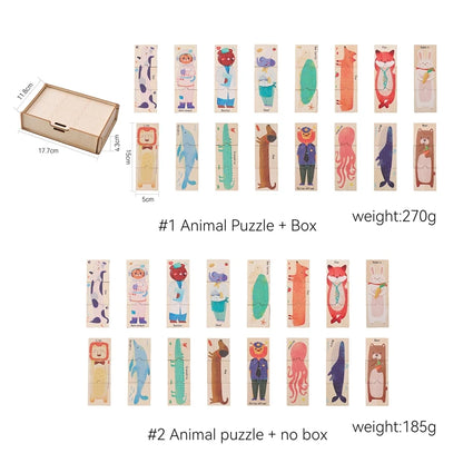 Wooden Puzzle 48PC Board Games Cartoon Animal Creative Puzzle Montessori Education Wooden Toys 3D Puzzles Learning Toy Baby Gift
