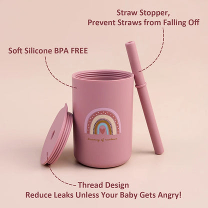 TYRY.HU 1Pc Baby Feeding Straw Cup Baby Cartoon Learning Feeding Cup Food Grade Silicone Toddler Water Bottle Tableware BPA Free