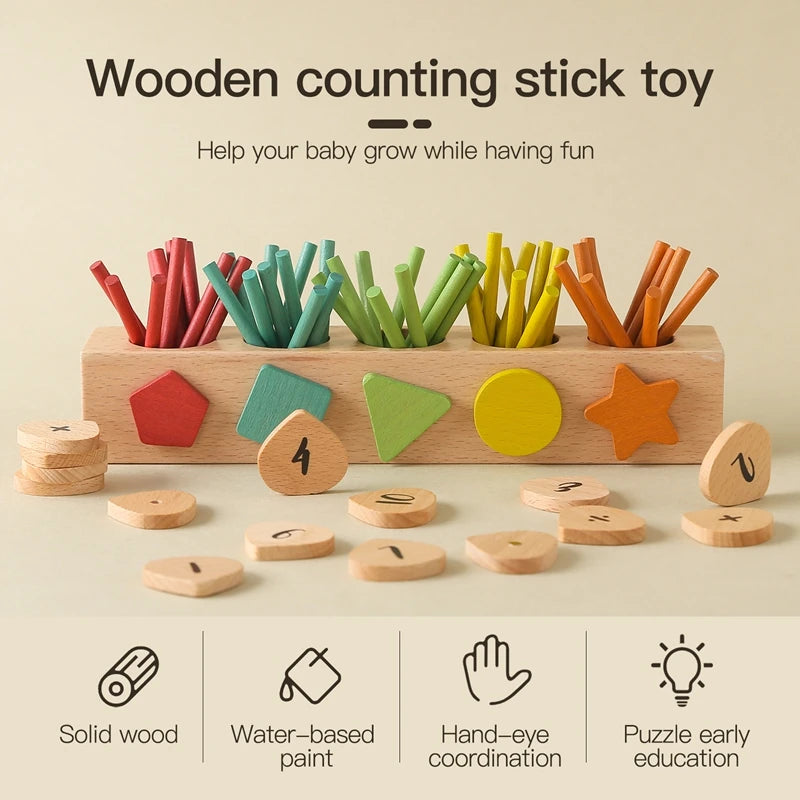 1 Set Wooden Toys Colorful Counting Sticks Number Alphabet Blocks Learning Toys Kids Number Counting Stick Figure Block Toy Baby