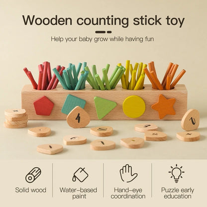 1 Set Wooden Toys Colorful Counting Sticks Number Alphabet Blocks Learning Toys Kids Number Counting Stick Figure Block Toy Baby