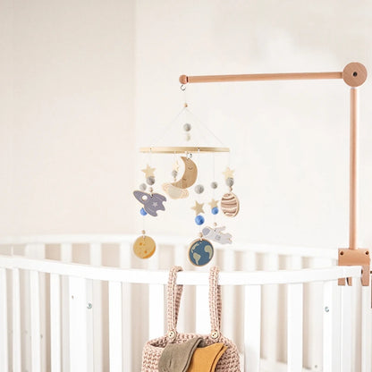 Baby Wooden Bed Bell Arch Bracket Mobile Hanging Rattles Toys Newborn Music Box Holder Bracket Infant Crib Toy Arm Bracket Gifts