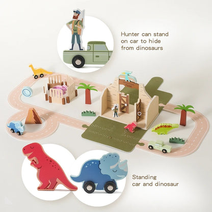 Wooden Block Dinosaur Scene Toys Montessori Children Play Toys Baby Shape Pairs Multiple And Functional Toy Baby Decoration Gift