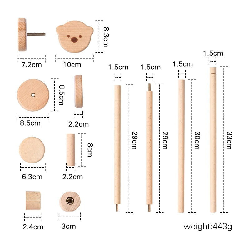 Baby Wooden Rattles Bracket Set Infant Crib Mobile Bed Bell Bracket Protection Newborn Music Box Bed Bell Toy Holder Arm Bracket