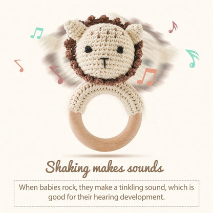 1Pc Baby Rattle Wooden Teether Music Ring Crochet Animal Rabbit Music Rattles Soother Bracelet Toddler Toys Baby Teething Gifts