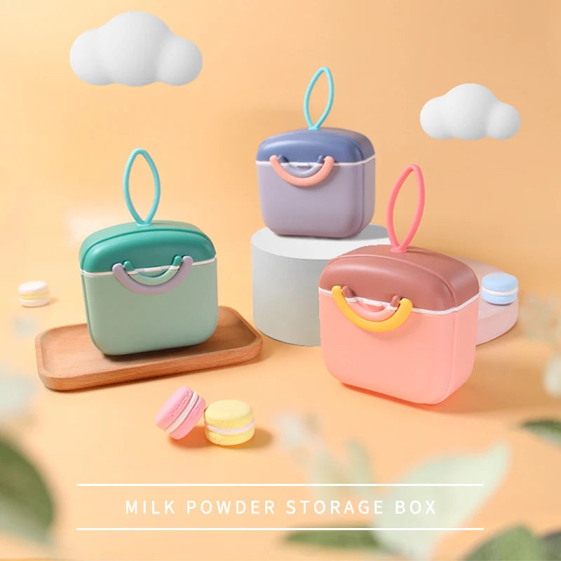 1pcs Milk Powder Box Baby Travel Portable Food Storage Box Simple Candy Colored Double Ring Safety Sealed Milk Powder Can No Bpa