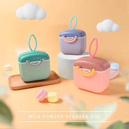 1pcs Milk Powder Box Baby Travel Portable Food Storage Box Simple Candy Colored Double Ring Safety Sealed Milk Powder Can No Bpa