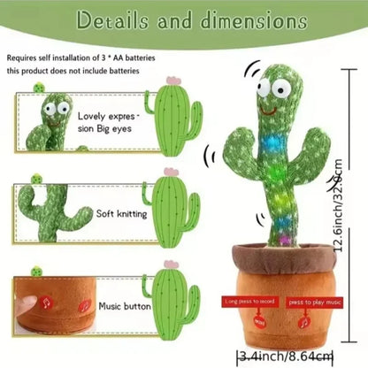 New Dancing Talking Cactus Toy for Baby Toddler, Boys Girls Gifts Singing Mimicking Cactus Toys Recording Repeating What You Say