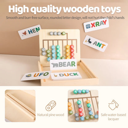 Montessori Baby Wooden Learning Word Box Toys Training Word Spelling Color Shape Recognition English Alphabet Learning Card Gift