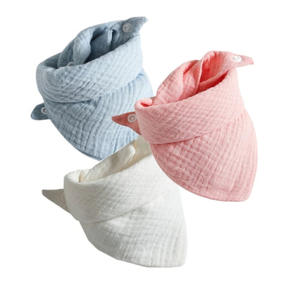 3Pcs/lot Baby Muslin Bibs  Soft Cotton Solid Color Bibs Saliva Towel Boys Girls Feeding Apron Bandana Drool Stuff Bibs