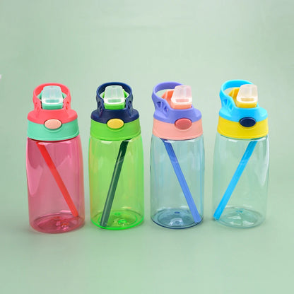 Children Straw Cup Outdoor Sports Water Bottle 480ml PC Plastic Creative Gift BPA Free Drinking Water Portable Sports Bottles