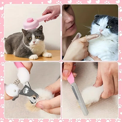 Cat Brush Beauty Kit With Pet Nail Clippers