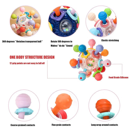 Baby Sensory Teething Toys, Montessori Baby Teethers Rattle Chew Toys - Educational Learning Gifts for Infant Newborn Boys Girls