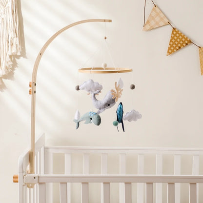 Wooden Baby Mobile Crib Bed Bell Cartoon Sea Animal Cloud Seashell Crib Hanging Toys Montessori Educational Cognitive Puzzle Toy