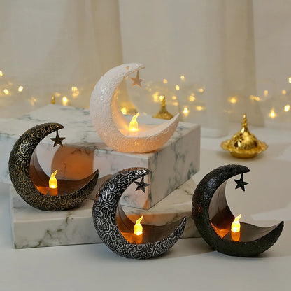 2024 Ramadan Decoration Star Moon LED Candlestick Lamp for Ramadan Kareem Islamic Muslim Home Decor Lamp Eid Mubarak Party Gifts
