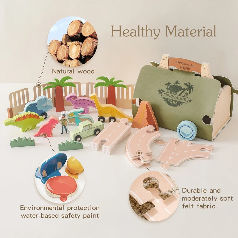 Wooden Block Dinosaur Scene Toys Montessori Children Play Toys Baby Shape Pairs Multiple And Functional Toy Baby Decoration Gift