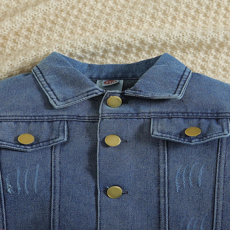 IYEAL Autumn Girls' Denim Clothing Sets Denim Long-sleeved jacket+Flare Pants 2PCS Baby Kids Clothes Suit Children Clothing