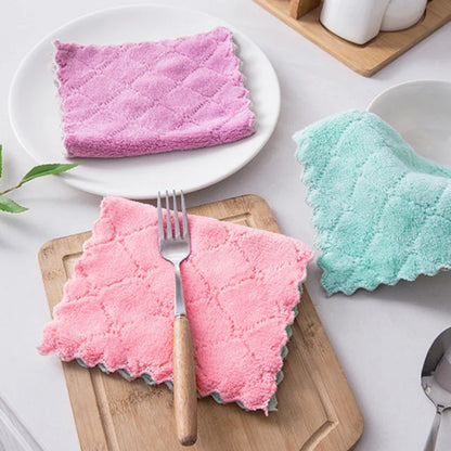 10PCS Microfiber Towel Absorbent Kitchen Cleaning Cloth Non-stick Oil Dish Towel Rags Napkins Tableware Household Cleaning Towel