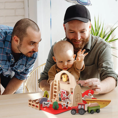 Baby Farm Animal Stacking Wooden Block Toy Montessori Educational Toy Novel Wooden Montessori Educational Toy Christmas Gift Kid