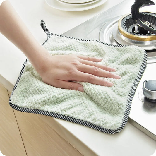 Kitchen dishcloth does not stick to oil, does not shed lint, can be hung as a hand towel, kitchen oil removal cleaning cloth