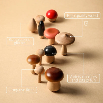 11PCS Baby Wooden Colorful Mushroom Block Toys Montessori Sorting Matching Game Educational Toys Baby Room Decoration Baby Gifts