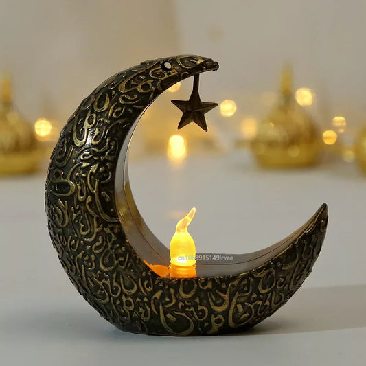 2024 Ramadan Decoration Star Moon LED Candlestick Lamp for Ramadan Kareem Islamic Muslim Home Decor Lamp Eid Mubarak Party Gifts