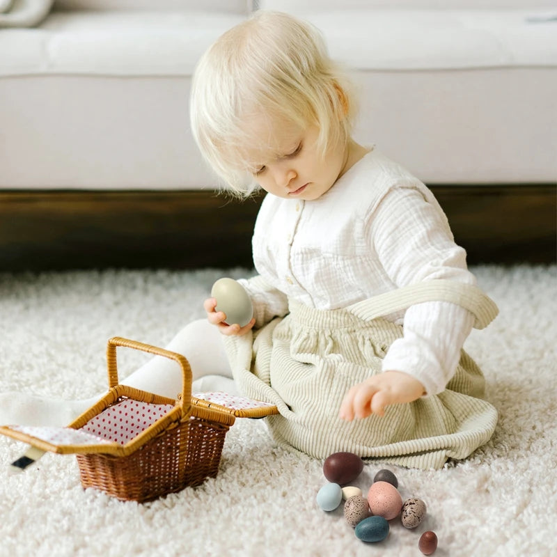 Baby Wooden Color Artificial Egg Toys Shaker Sand Hammer Toy Handmade DIY Montessori Toy Creative Building Blocks Place Toys Kid