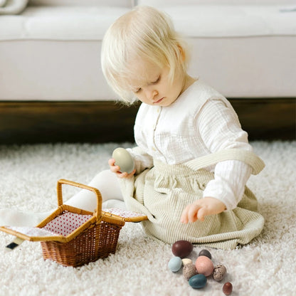 Baby Wooden Color Artificial Egg Toys Shaker Sand Hammer Toy Handmade DIY Montessori Toy Creative Building Blocks Place Toys Kid
