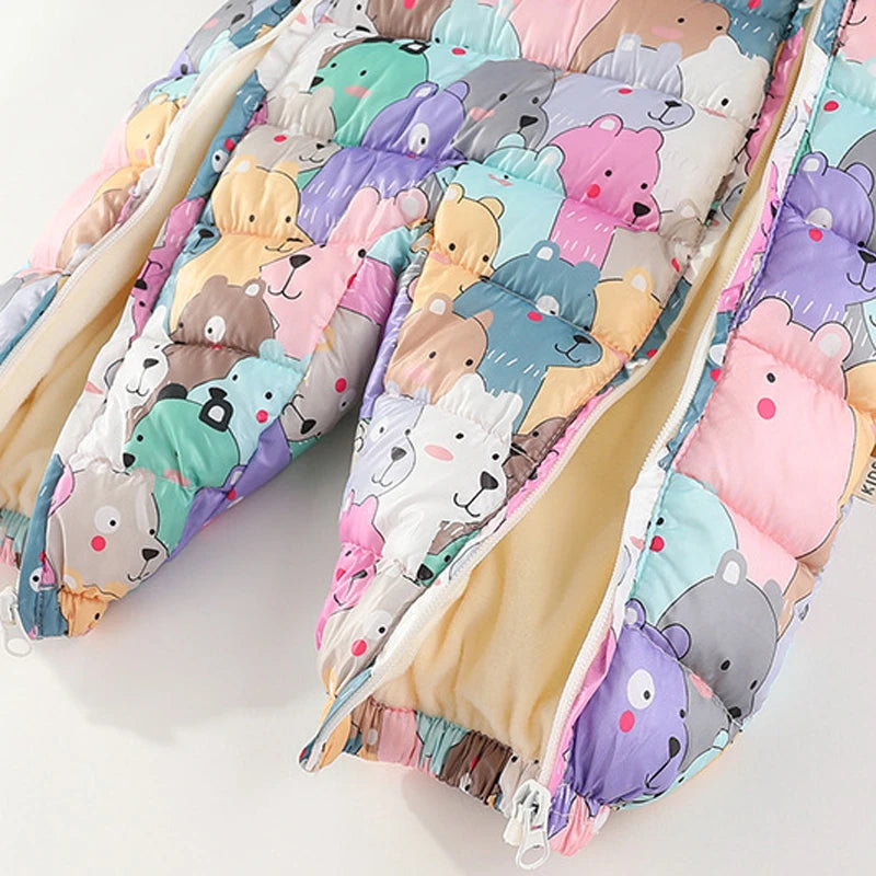 IYEAL Winter Warm Rompers Cartoon Hooded Baby Boys Girls Outerwear Infant  Jumpsuit Kids Down Cotton Overalls Snowsuits