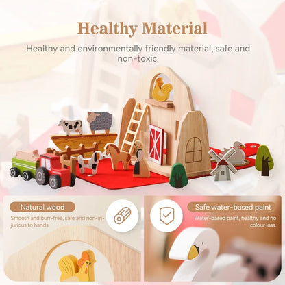 Baby Farm Animal Stacking Wooden Block Toy Montessori Educational Toy Novel Wooden Montessori Educational Toy Christmas Gift Kid