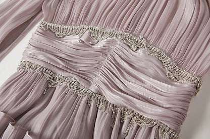 Crystal Beads Tassel Prom Dress