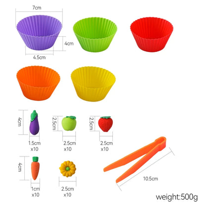 Montessori Toys Baby Wooden Vegetable Ball Counting Toys Color Sorting Games Fine Motor Early Education Learning Toys Kids Gifts