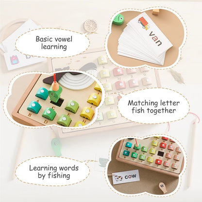 Montessori Magnetic Fishing Toys Kids Solid Wood Box Children Busy Board  Math Marine Life Cognition Fishing Baby Education Toys