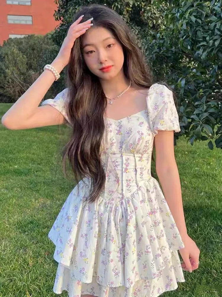 Floral Sweet Puff Sleeve Dress