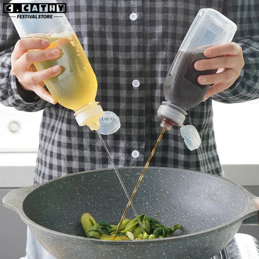 300/500ml Oil Bottle Transparent Olive Oil Pot Soy Sauce Leak-Proof Kitchen Cooking Household Camping BBQ Tools