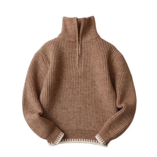 2024New Edition Children's Sweater Boys Winter Clothing Half Zipper Cotton Cashmere Sweater Outdoor Clothes Autumn Kid Outerwear