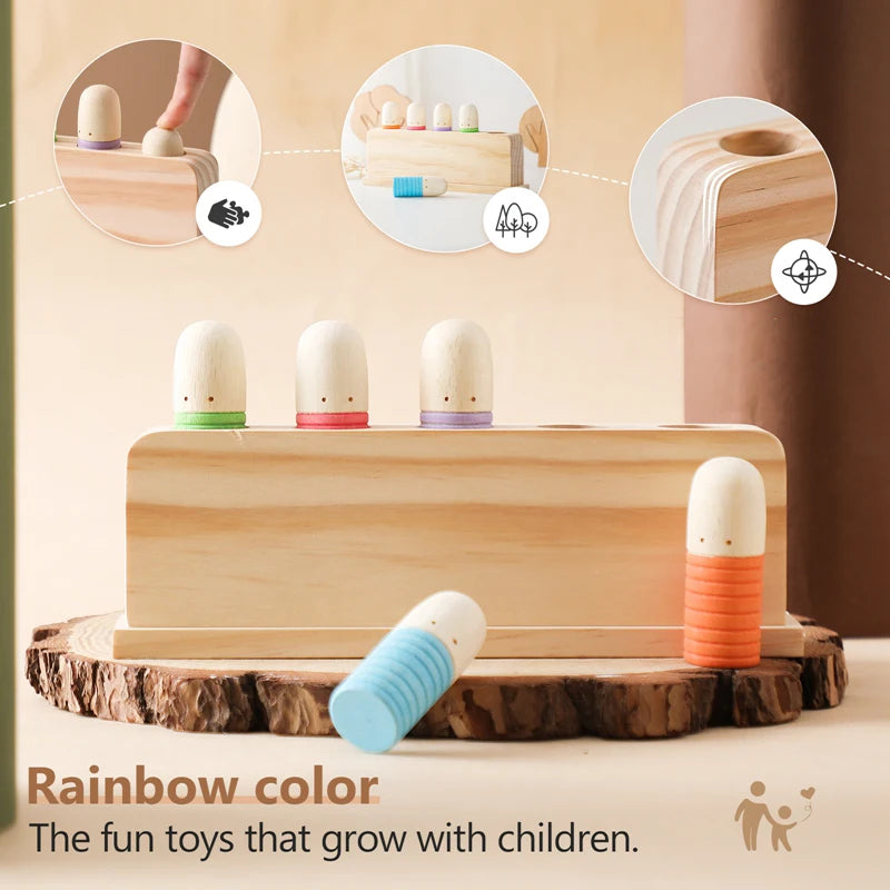 Montessori Toys Baby Wooden Bouncing Color Recognition Toy Training Children Colour Perception Coordination Toy Baby Block Gifts